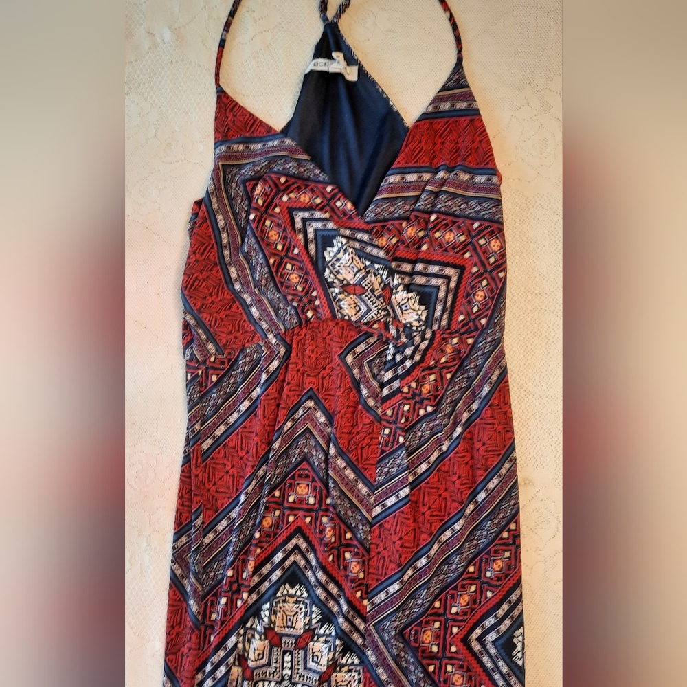 Geometric Red and Blue Dress